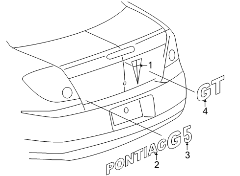 2009 Pontiac G5 Emblem, Rear Compartment Lid Diagram for 15208180