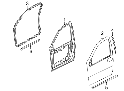 1998 Chevy Venture Front Door, Body Diagram