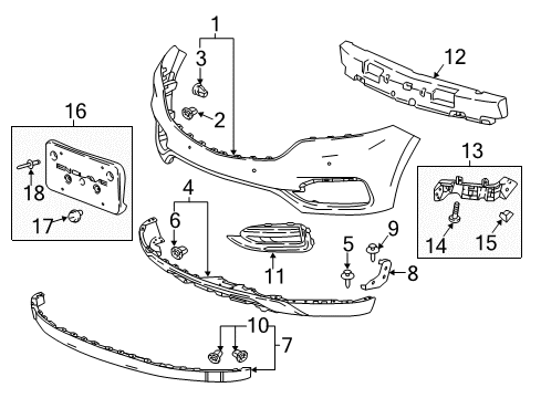 2021 Buick Enclave Attachment Pkg, Front License Bracket Diagram for 84283179