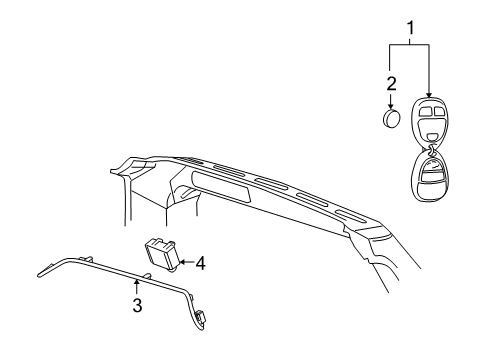 2010 Buick Enclave Transmitter,Remote Control Door Lock Diagram for 20869056