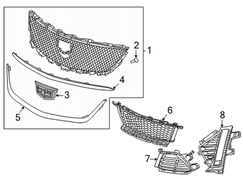 2022 Cadillac CT5 Emblem Assembly, Front Grl *Galvano Silv Diagram for 84675814