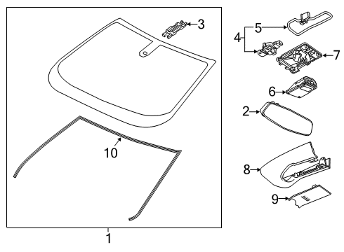 2022 Cadillac XT6 Glass, Reveal Moldings Diagram