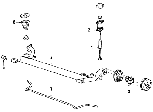 1994 Chevy Beretta Rear Axle, Stabilizer Bar, Suspension Components Diagram