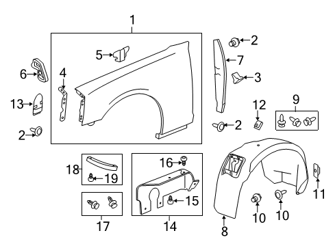 2012 Chevy Camaro Fender & Components Diagram