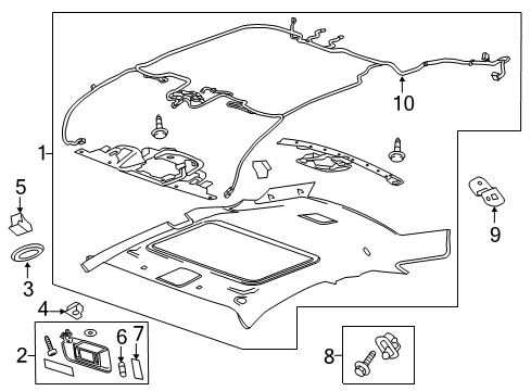 2015 Cadillac CTS Interior Trim - Roof Diagram 2 - Thumbnail