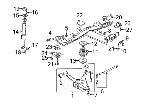 2002 Buick LeSabre Rear Suspension, Control Arm Diagram 1 - Thumbnail