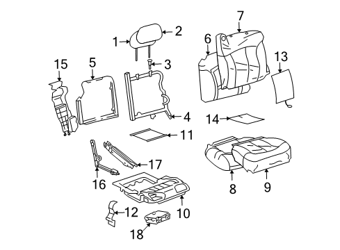 2004 Buick Rainier Heater,Driver Seat Back Cushion Diagram for 88949406