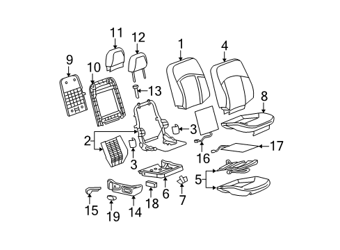 2008 Buick LaCrosse Handle Asm,Passenger Seat Reclining *Cocoa *Cocoa Diagram for 19123674