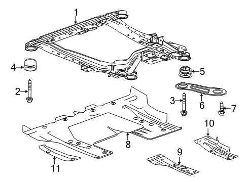 2013 Cadillac XTS Protector, Drivetrain & Front Suspension Frame Trim Diagram for 13237732