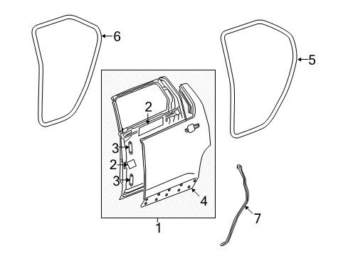 2013 GMC Terrain Rear Door, Body Diagram