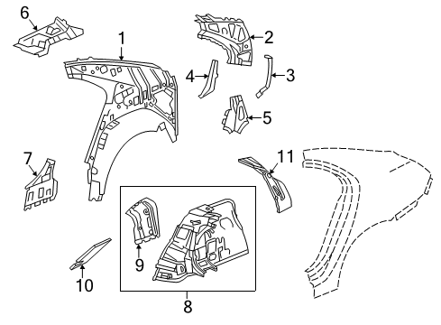 2014 Chevy Malibu Inner Structure - Quarter Panel Diagram