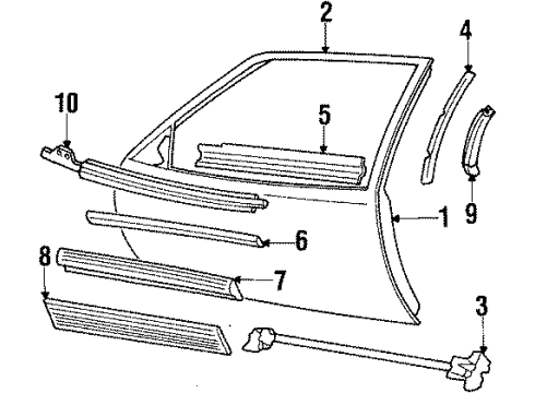 1990 Oldsmobile Cutlass Supreme Molding Assembly, Front Side Door Center *Red Diagram for 10178279