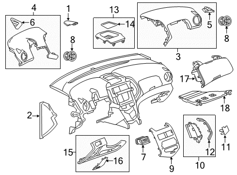 2014 Chevy Sonic Cover Assembly, Instrument Panel Outer Trim *Black Diagram for 42540285