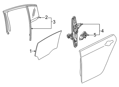 2024 Cadillac CT5 Glass - Rear Door Diagram