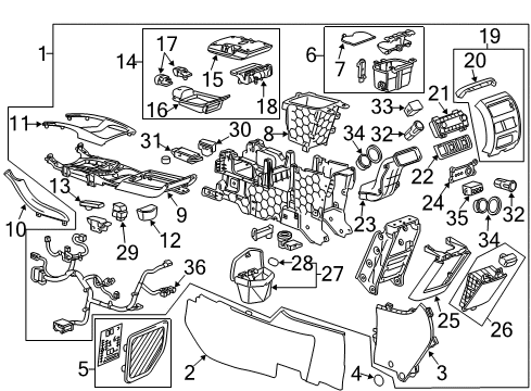 2010 Cadillac SRX Console Assembly, Front Floor *Titanium Diagram for 20916052