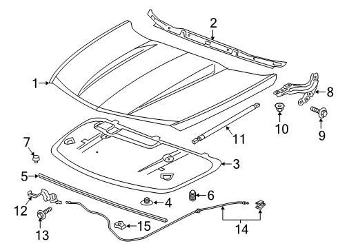 2023 Cadillac XT4 Filler Assembly, Hood Closeout Diagram for 84518373