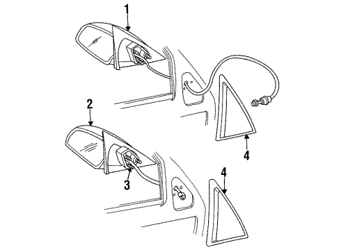 1992 Pontiac Grand Am Switch Assembly, Outside Rear View Mirror Remote Control *Block/Wht Diagram for 22546550