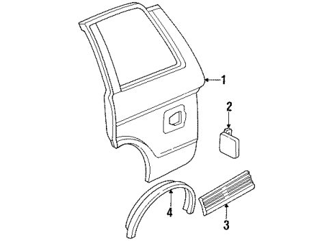 1993 Oldsmobile Bravada Molding Asm,Body Side Rear *RH <Use 1C4N Diagram for 12477602