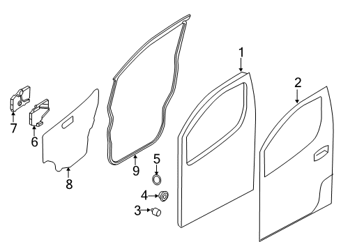 2016 Chevy City Express Front Door, Body Diagram