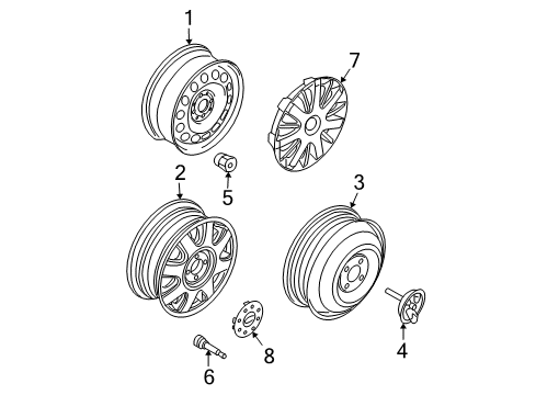 2007 Chevy Aveo5 Wheels, Covers & Trim Diagram