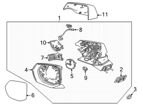 2021 Chevy Tahoe Housing Assembly, O/S Rr View Mir Diagram for 84977501