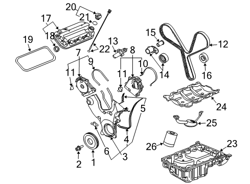 2007 Saturn Vue Seal, Valve Rocker Arm Cover Diagram for 12583269