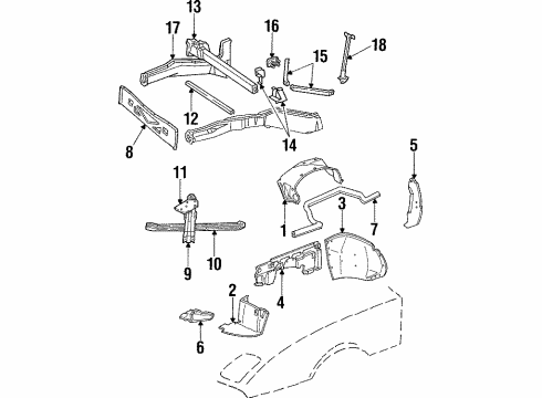 1993 Chevy Corvette Member Assembly, Front Cr Diagram for 10098200