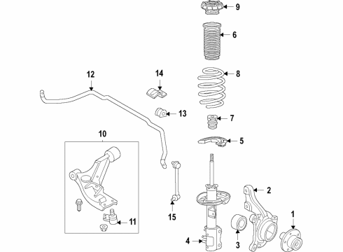 2019 Chevy Trax Suspension Components, Lower Control Arm Diagram