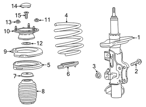 2023 Cadillac CT4 Strut Assembly, Front Susp Diagram for 84879147