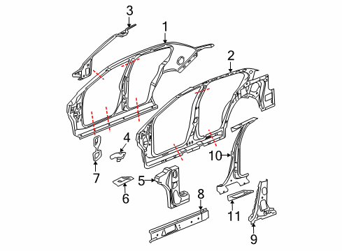 2005 Chevy Cobalt Center Pillar, Hinge Pillar, Rocker, Uniside Diagram 2 - Thumbnail