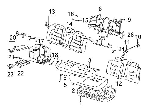 2002 Cadillac DeVille Lid Asm,Rear Seat Armrest *Shale Diagram for 88895252