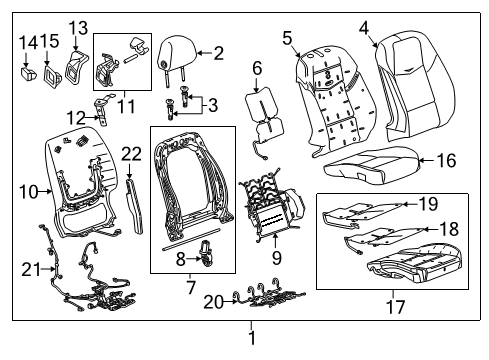 2015 Cadillac ATS Lumbar Assembly, Front Seat Back Diagram for 23164580