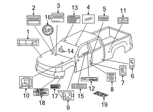 2015 GMC Sierra 3500 HD Label, High Voltage Battery Warning Diagram for 20962353