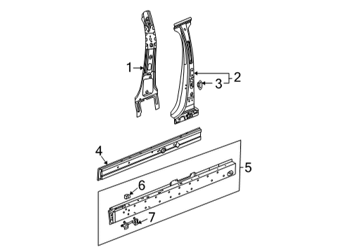 2020 Cadillac CT5 Center Pillar & Rocker Diagram