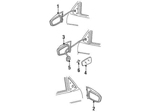 2000 Chevy Lumina Mirror,Outside Rear View(Reflector Glass) Diagram for 12522237