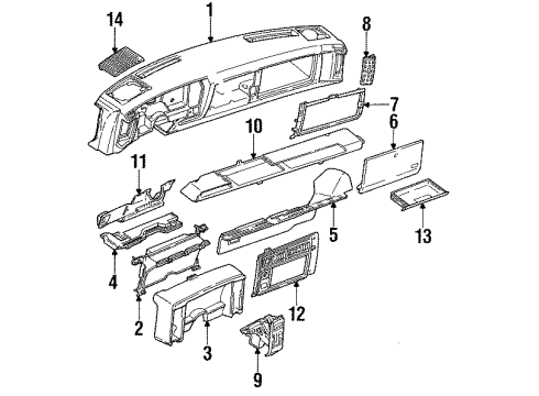 1986 GMC S15 Instrument Panel, Body Diagram