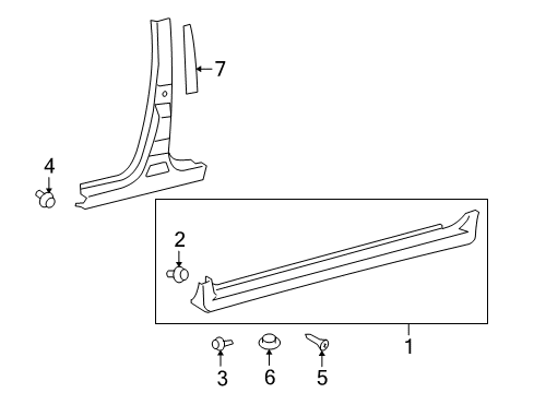 2010 Pontiac Vibe Retainer,Rocker Panel Molding(Push In) Diagram for 19184488