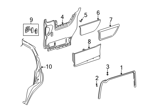 1998 Pontiac Trans Sport Panel Assembly, Rear Side Door Trim <Use 1C5M*Gray M Diagram for 10403848