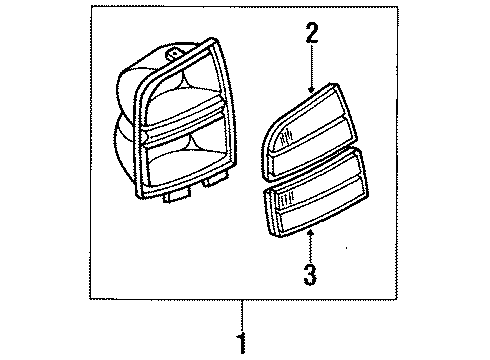 1986 Oldsmobile Delta 88 Lamp Assembly, Rear (Rh) Source: P Diagram for 5974540