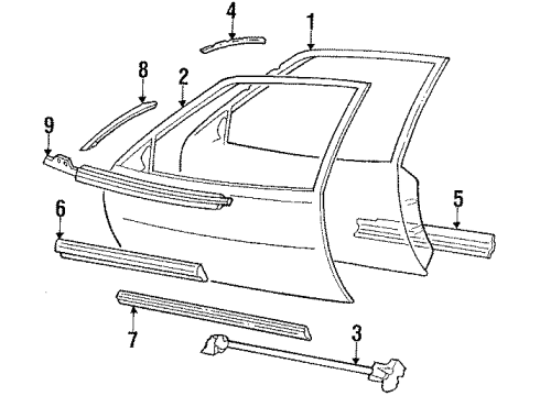 1995 Pontiac Grand Prix Front Door & Components, Exterior Trim, Body Diagram