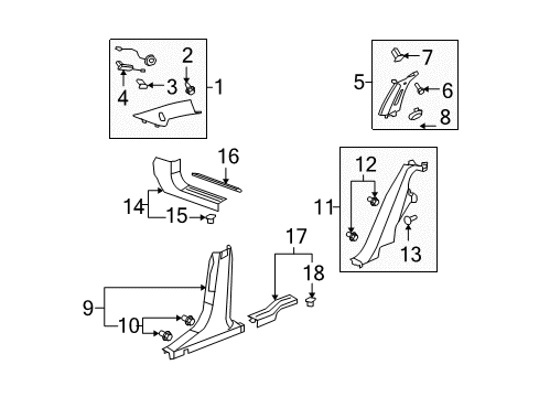 2010 Chevy Malibu Interior Trim - Pillars, Rocker & Floor Diagram 1 - Thumbnail