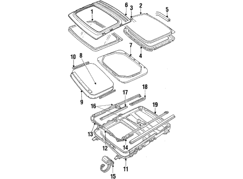 1985 Buick Riviera Weatherstrip,Sun Roof Panel Diagram for 20062590