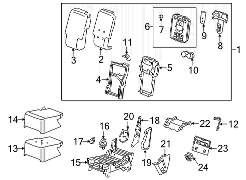 2020 GMC Sierra 3500 HD Armrest Assembly, F/Seat Ctr *Black Diagram for 84756946