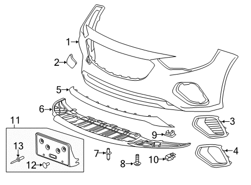 2020 Buick Regal Sportback Fascia Pkg, Front Bpr *Less Finish Diagram for 39144692