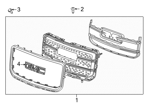 2014 GMC Acadia Grille & Components Diagram