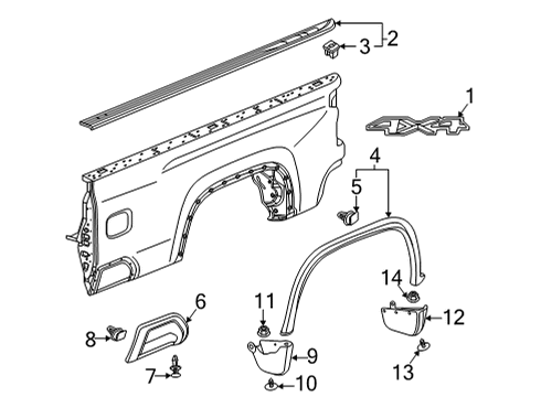 2022 Chevy Silverado 2500 HD Exterior Trim - Pick Up Box Diagram 10 - Thumbnail