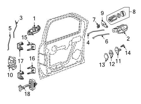 2007 Buick Rainier Front Door - Lock & Hardware Diagram