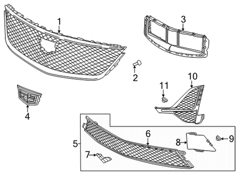 2022 Cadillac CT5 Grille & Components Diagram 3 - Thumbnail