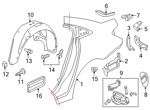 2012 Chevy Cruze Gutter,Body Side Outer Rear Panel Drain Diagram for 96845527