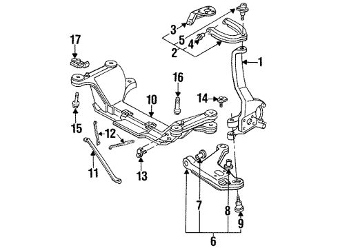 1996 Pontiac Firebird Front Suspension, Control Arm Diagram 2 - Thumbnail